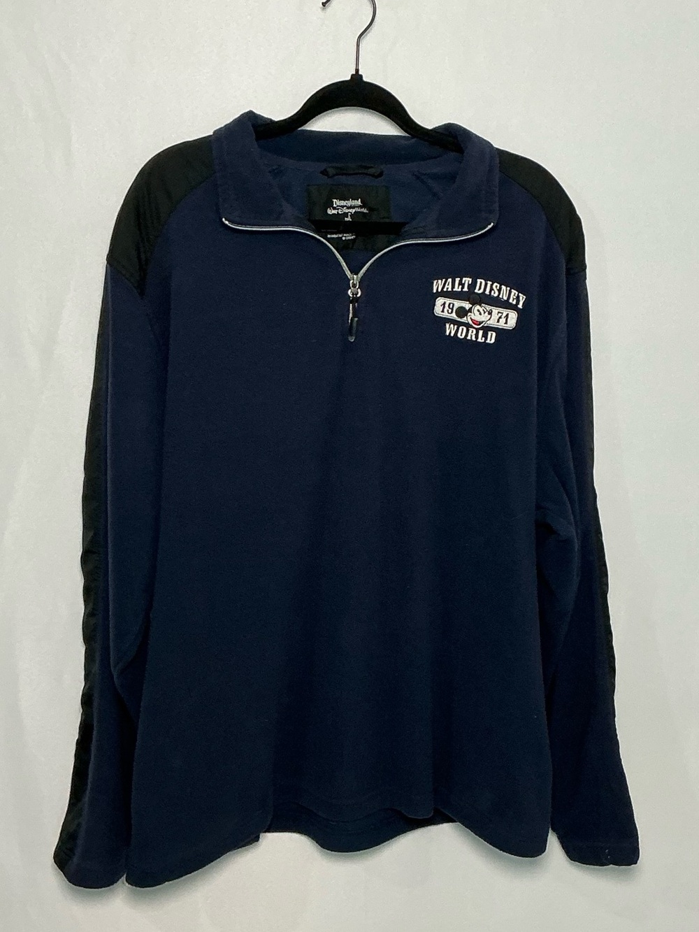 Disney Parks Mickey 1971 Navy Black Quarter-Zip Fleece Adult XL